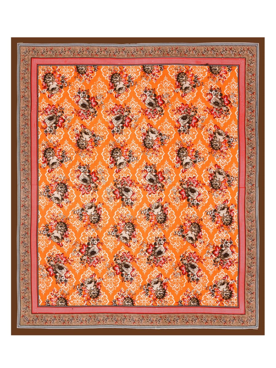 Orange Interiors Floral Print Cotton Queen Size Bedding Set | Verified Sustainable by Brown Living™