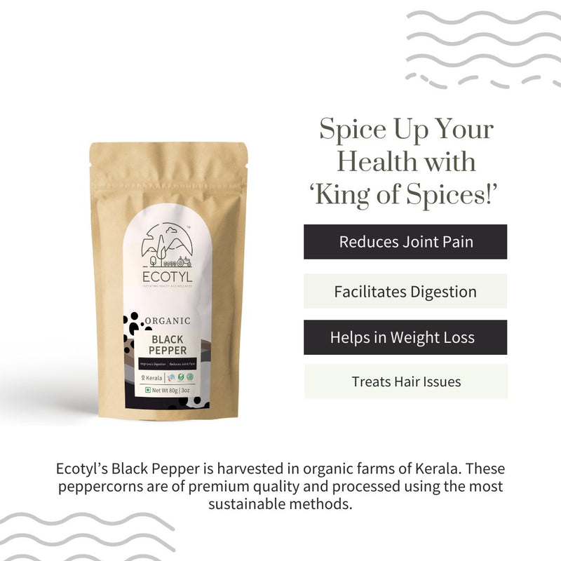 Buy Organic Black Pepper- 80 g | Shop Verified Sustainable Seasonings & Spices on Brown Living™
