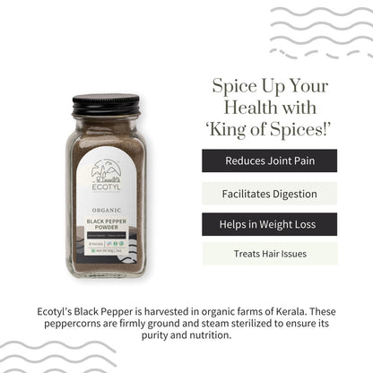 Organic Black Pepper Powder - 80 g | Verified Sustainable by Brown Living™