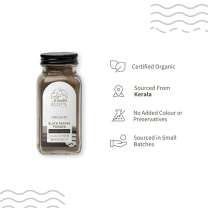 Organic Black Pepper Powder - 80 g | Verified Sustainable by Brown Living™