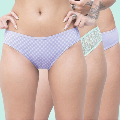 Organic Breathable Soft Cotton Undies - Bikini (Set of 3) – Womens Underwear on Brown Living™. SKU: BikiniUndiesXS528. Img 1.