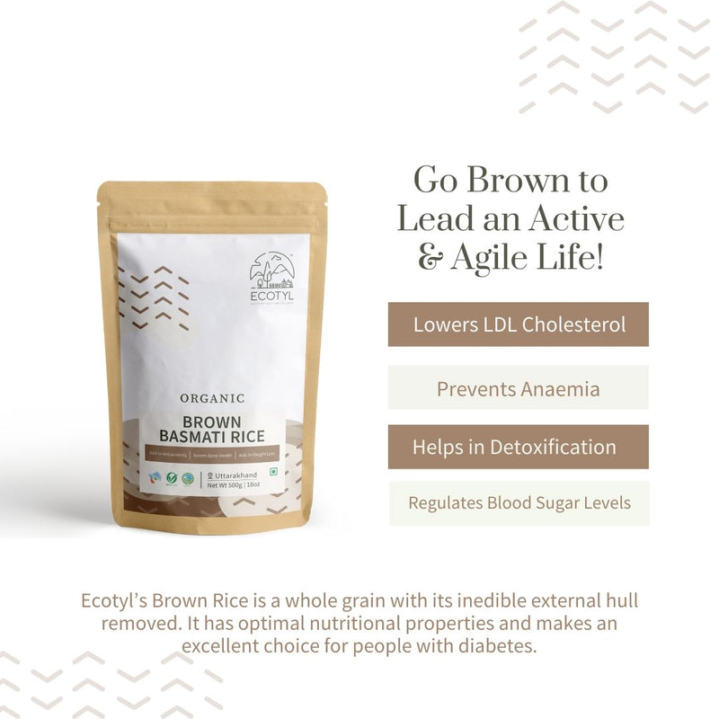 Buy Organic Brown Basmati Rice - Set of 2 (500 g Each) | Shop Verified Sustainable Cooking & Baking Supplies on Brown Living™