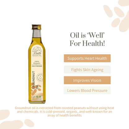 Organic Cold - Pressed Groundnut Oil - 500 ml | Verified Sustainable by Brown Living™