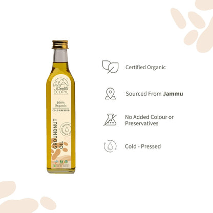 Organic Cold - Pressed Groundnut Oil - 500 ml | Verified Sustainable by Brown Living™