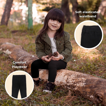 Organic Cotton Baby Girl Leggings - Black | Verified Sustainable by Brown Living™