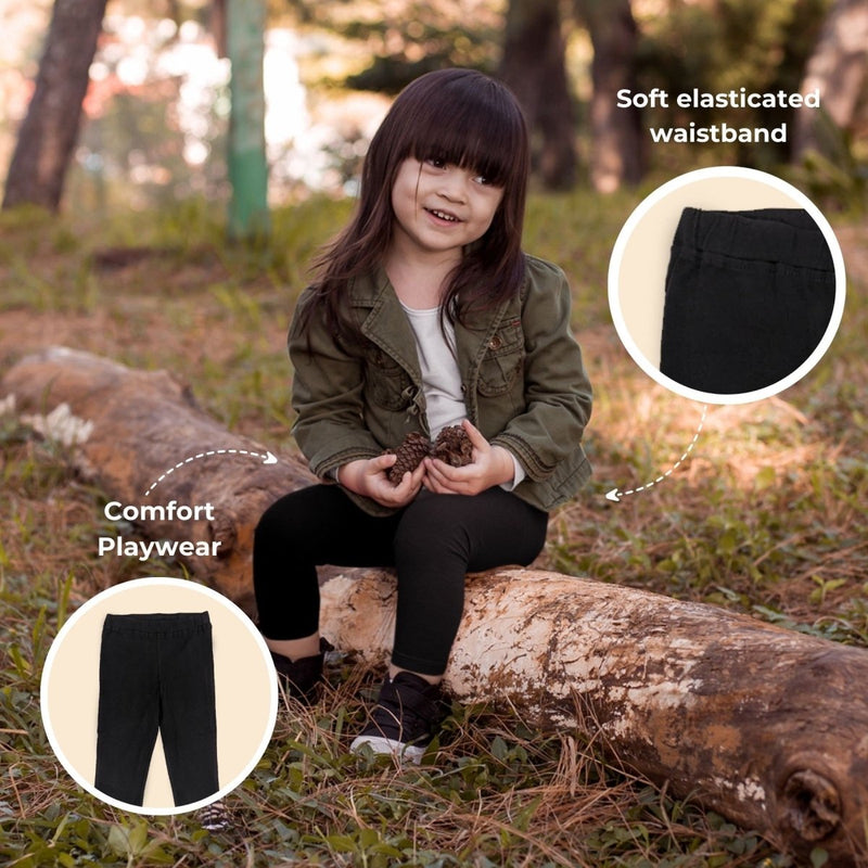 Buy Organic Cotton Baby Girl Leggings - Black | Shop Verified Sustainable Girls Leggings on Brown Living™