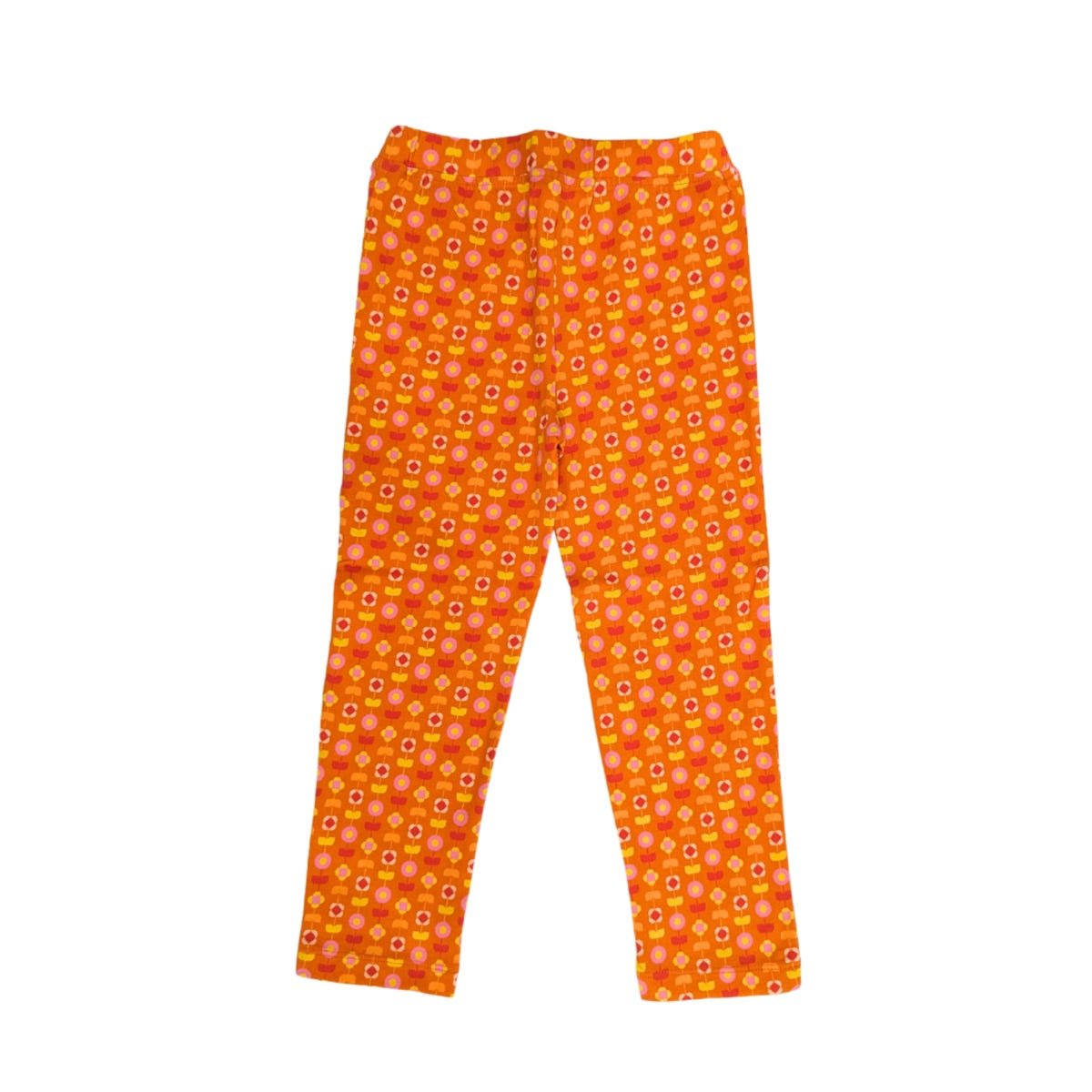 Organic Cotton Baby Girl Leggings - Indian Flora Orange | Verified Sustainable by Brown Living™