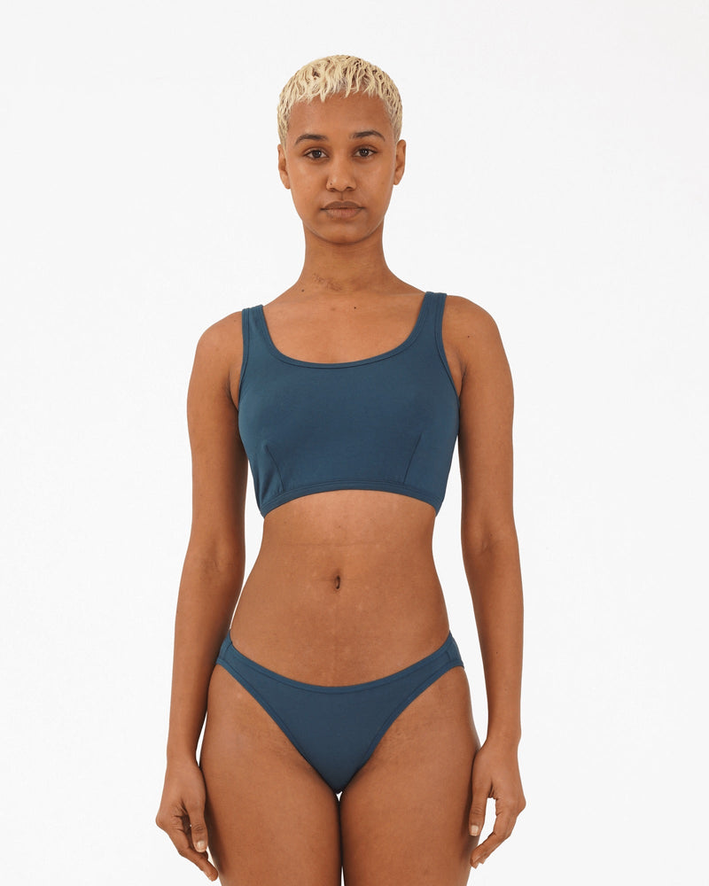 Organic Cotton Bra- Blue | Verified Sustainable Womens Top on Brown Living™