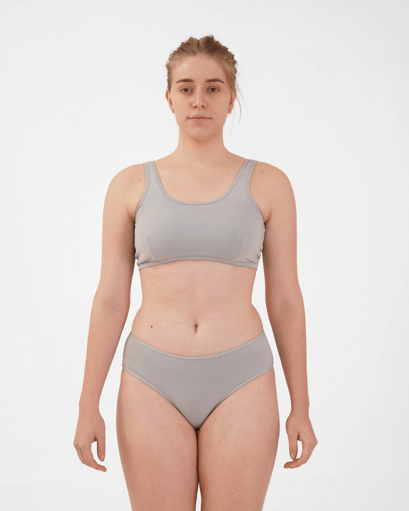 Organic Cotton Bra- Ice Grey | Verified Sustainable Womens Top on Brown Living™