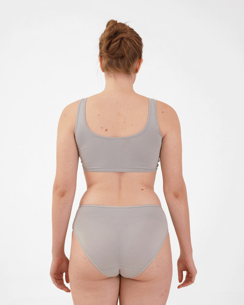 Organic Cotton Bra- Ice Grey | Verified Sustainable Womens Top on Brown Living™