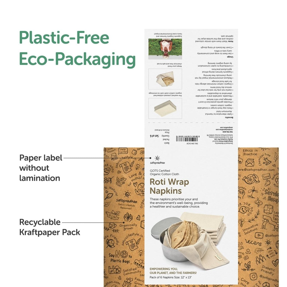 Organic Cotton Chapati / Roti Wrap Cloth - Set of 6 – Kitchen Linens by SATOPRADHAN available on Brown Living™. . SKU: 2HK - OrCW. Img 9.
