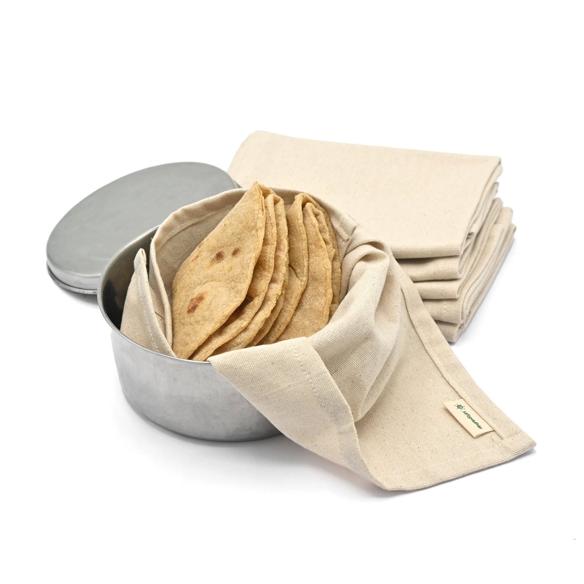 Organic Cotton Chapati / Roti Wrap Cloth - Set of 6 | Verified Sustainable by Brown Living™