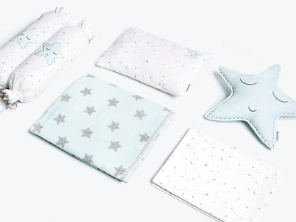 Organic Cotton Cot Bedding Set Sleepy Star Blue | Verified Sustainable by Brown Living™