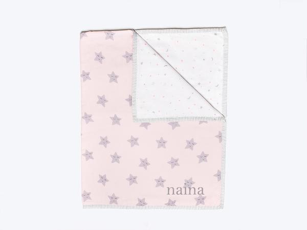 Organic Cotton Cot Bedding Set Sleepy Star Pink | Verified Sustainable by Brown Living™