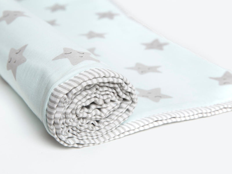 Buy Organic Cotton Dohar - Sleepy Star Blue | Shop Verified Sustainable Baby Bed Protectors on Brown Living™
