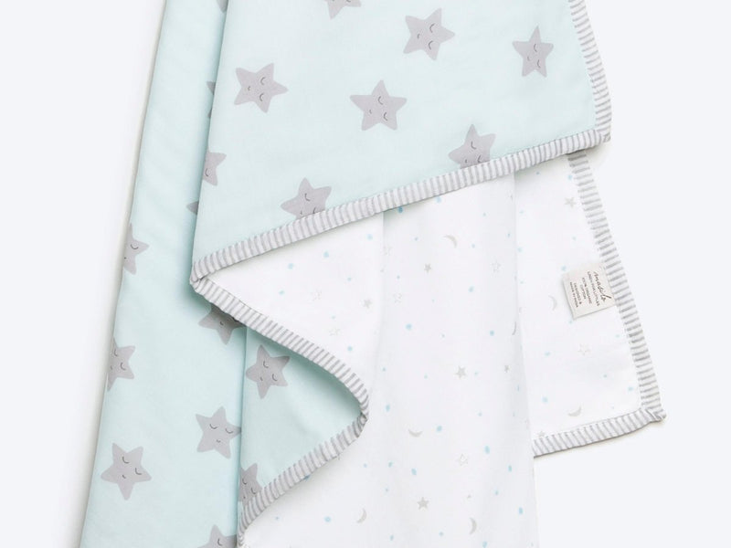Buy Organic Cotton Dohar - Sleepy Star Blue | Shop Verified Sustainable Baby Bed Protectors on Brown Living™