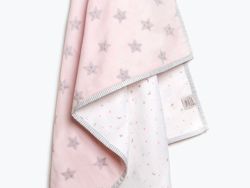 Buy Organic Cotton Dohar - Sleepy Star Pink | Shop Verified Sustainable Products on Brown Living