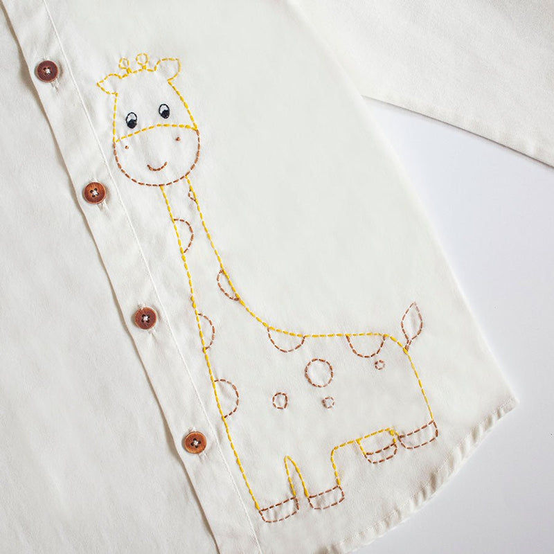 Buy Organic Cotton Embroidered Formal Shirt | Frosty Giraffe | Shop Verified Sustainable Products on Brown Living