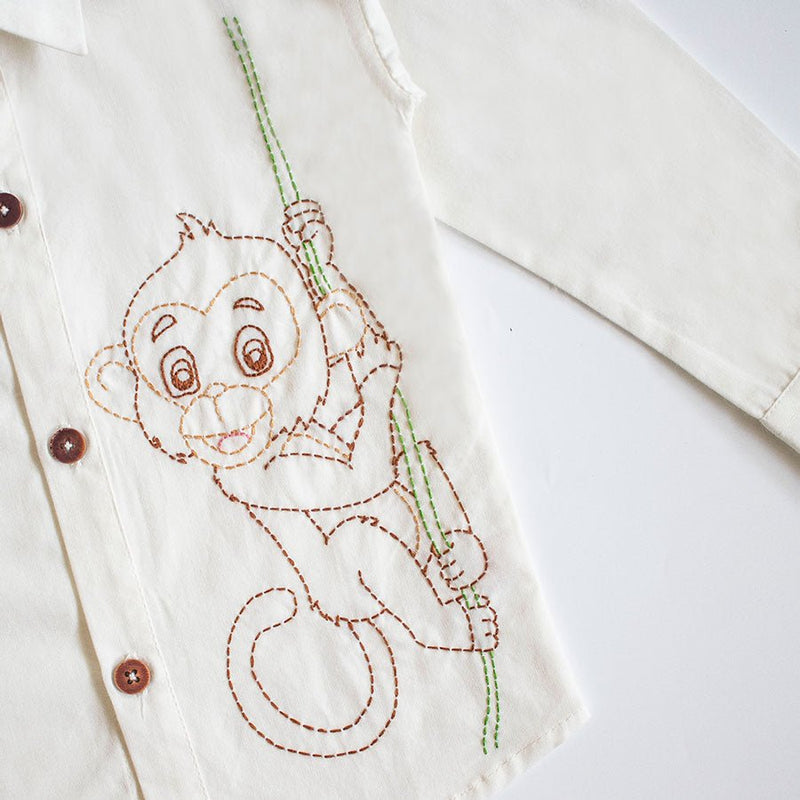 Buy Organic Cotton Embroidered Formal Shirt | Frosty Monkey | Shop Verified Sustainable Kids Shirts on Brown Living™