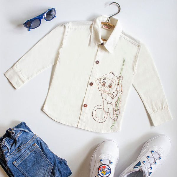 Buy Organic Cotton Embroidered Formal Shirt | Frosty Monkey | Shop Verified Sustainable Kids Shirts on Brown Living™