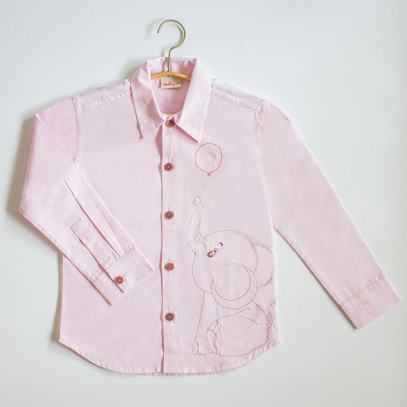 Buy Organic Cotton Embroidered Formal Shirt | Pinky Elephant | Shop Verified Sustainable Products on Brown Living