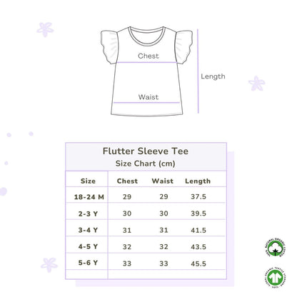 Organic Cotton Flutter Sleeve Top - Indian Flora Orange | Verified Sustainable by Brown Living™