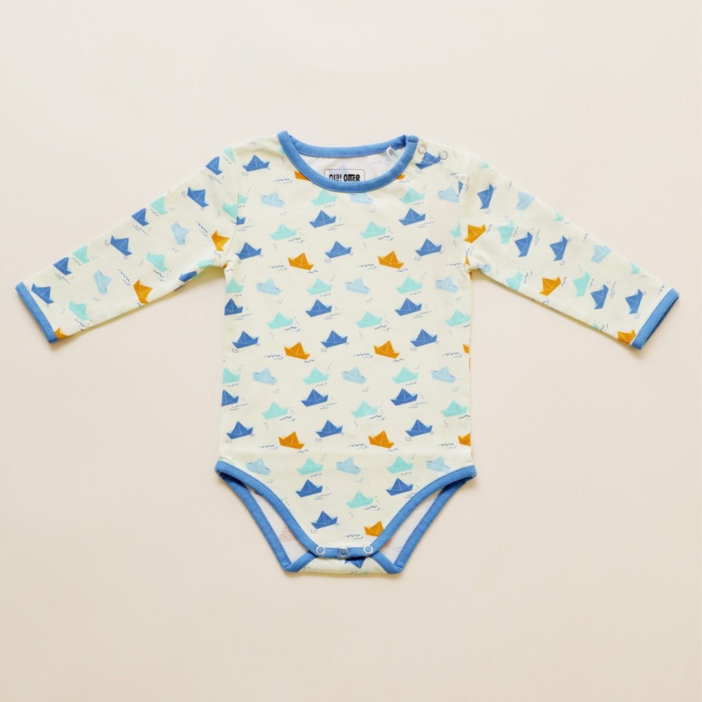 Organic Cotton Full Sleeve Bodysuit - Paper Boat | Verified Sustainable by Brown Living™