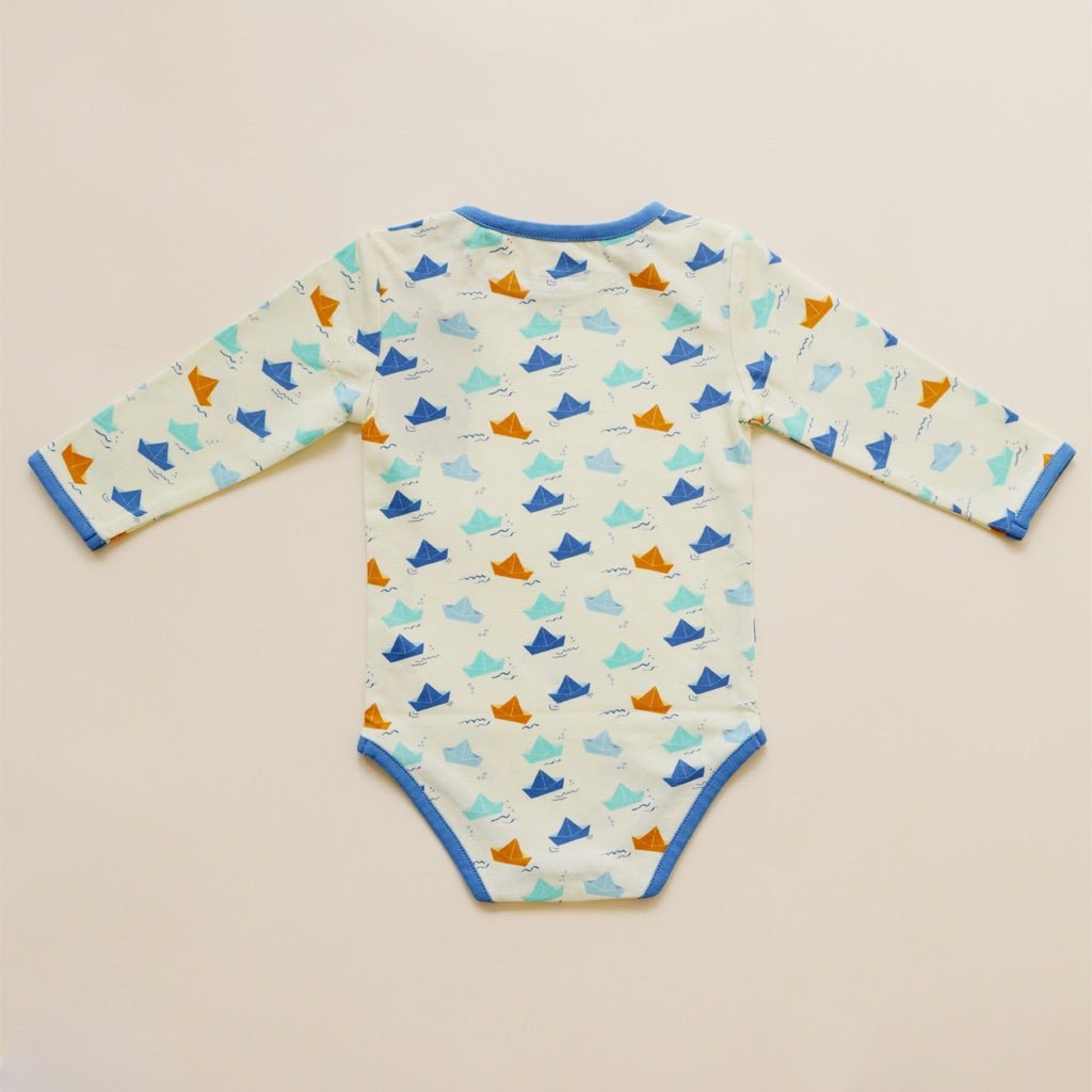 Organic Cotton Full Sleeve Bodysuit - Paper Boat | Verified Sustainable by Brown Living™