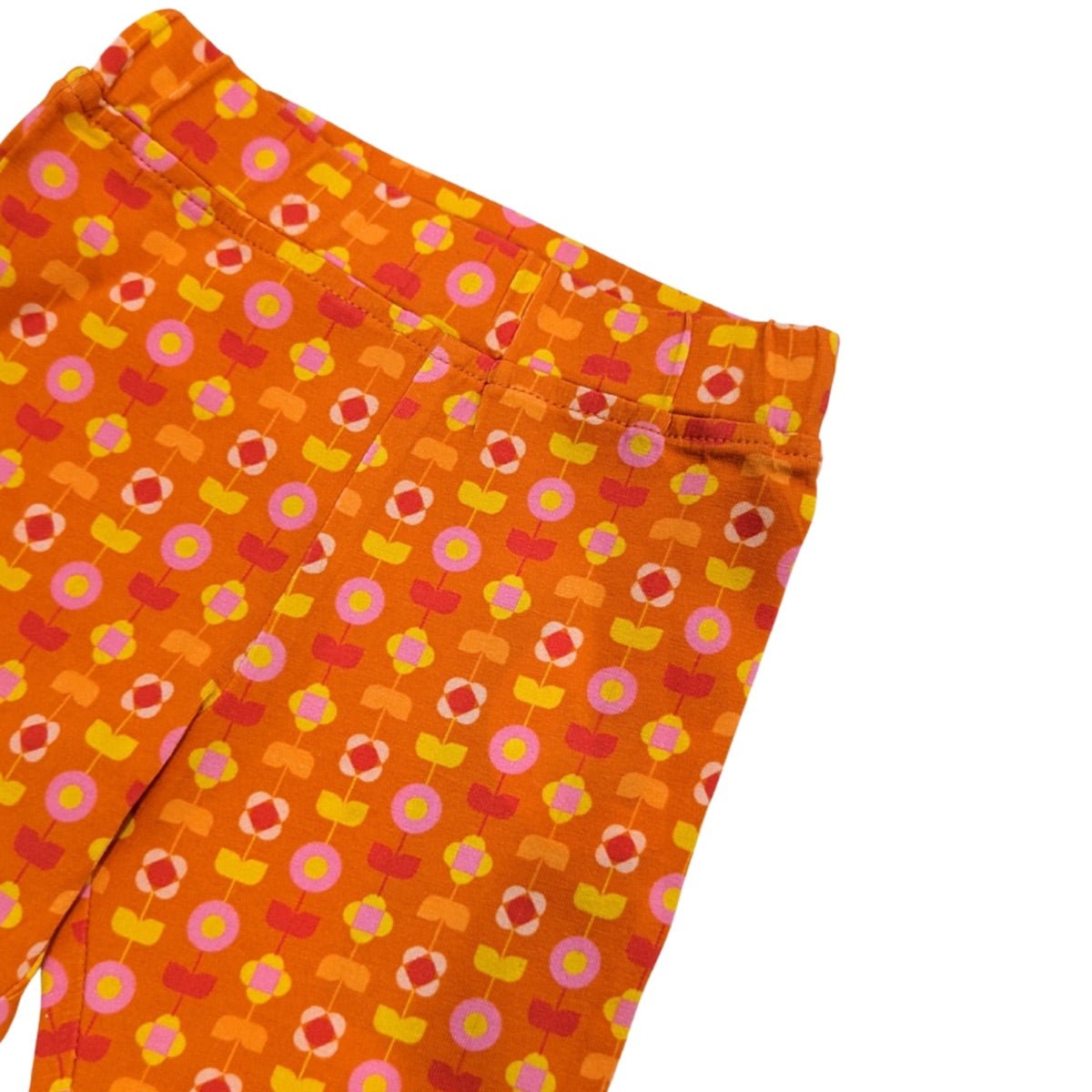 Organic Cotton Girl Leggings - Indian Flora Orange | Verified Sustainable by Brown Living™