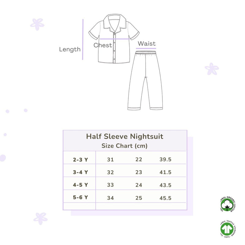 Buy Organic Cotton Half Sleeve Nightsuit- Gummy Birds | Shop Verified Sustainable Kids Nightwear on Brown Living™