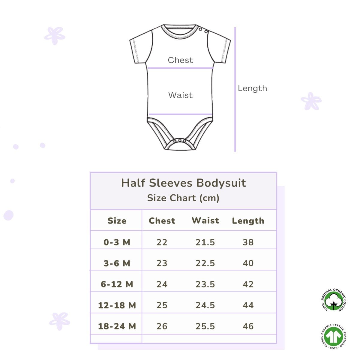 Organic Cotton Half Sleeves Bodysuit - Free Float | Verified Sustainable by Brown Living™