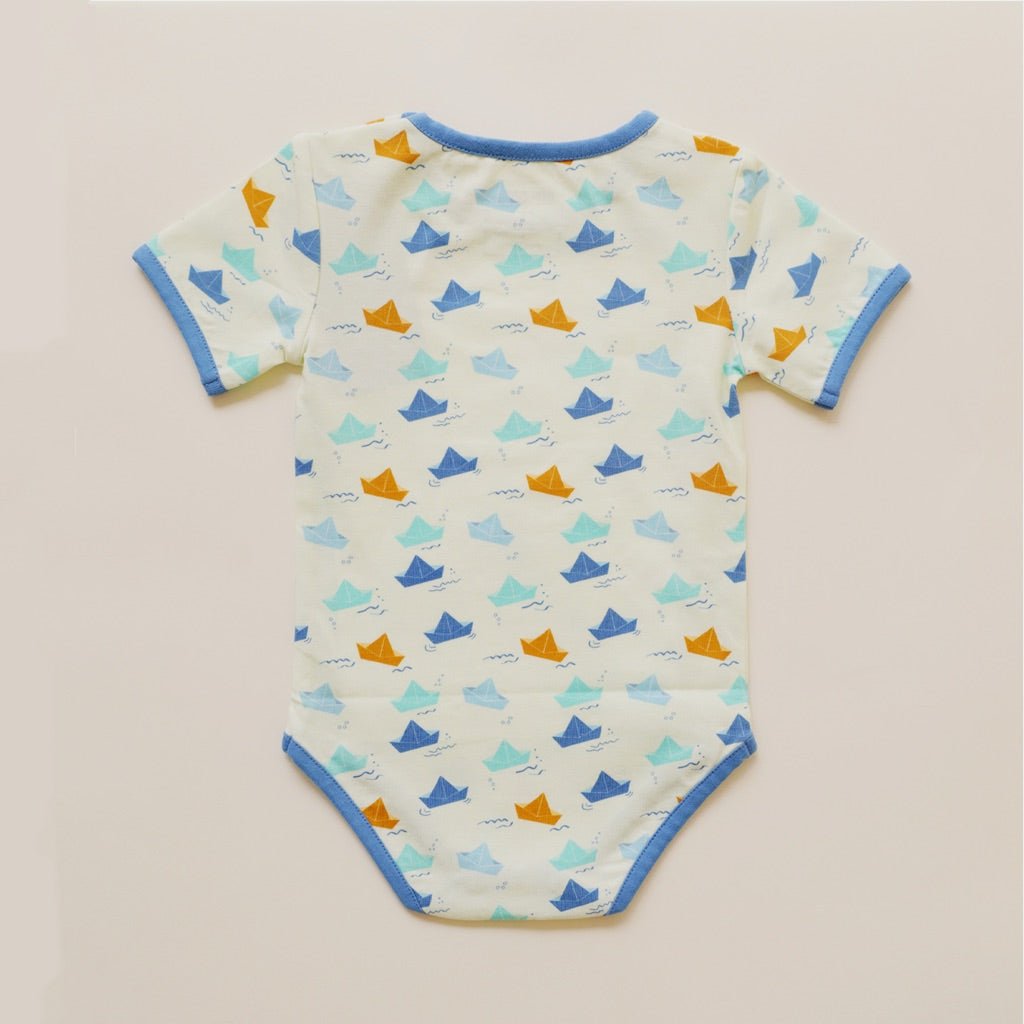 Organic Cotton Half Sleeves Bodysuit - Paper Boat | Verified Sustainable by Brown Living™