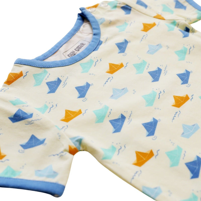 Buy Organic Cotton Half Sleeves Bodysuit- Paper Boat | Shop Verified Sustainable Kids Onesies on Brown Living™