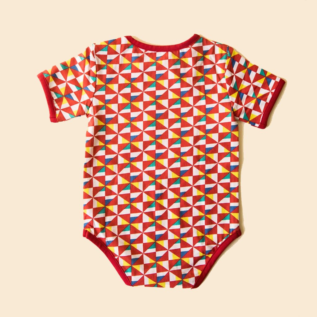 Organic Cotton Half Sleeves Bodysuit - Pinwheel Parade | Verified Sustainable by Brown Living™