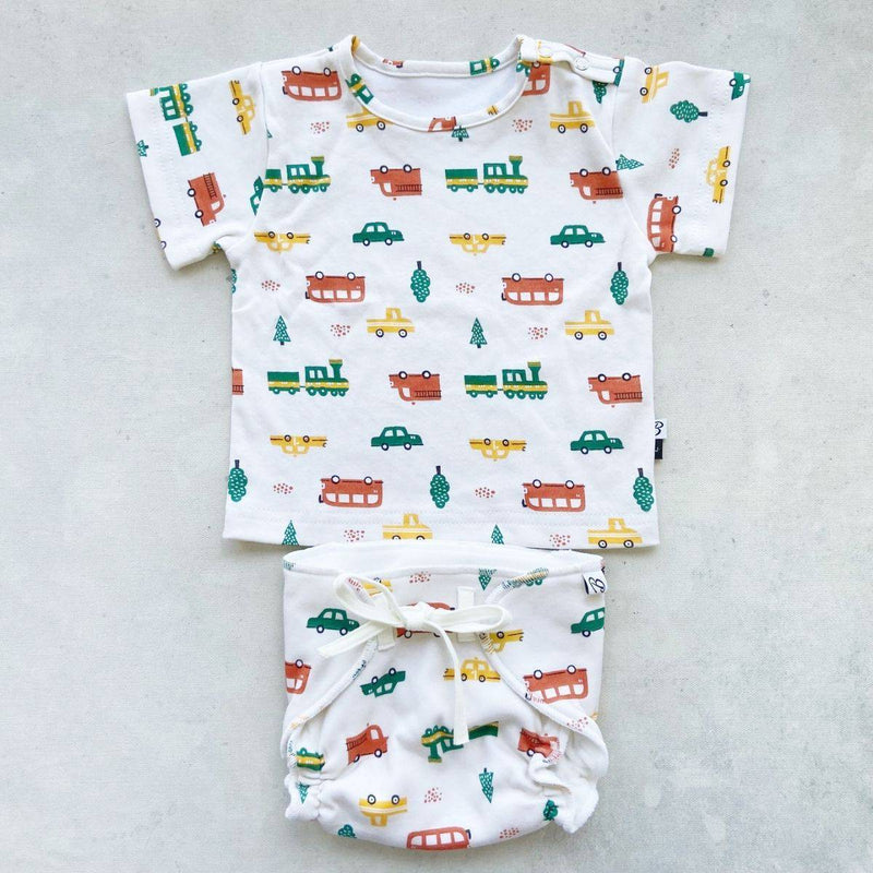 Buy Organic Cotton Happy Nappy & CuTee Combo - Vroom | Shop Verified Sustainable Kids Daywear Sets on Brown Living™