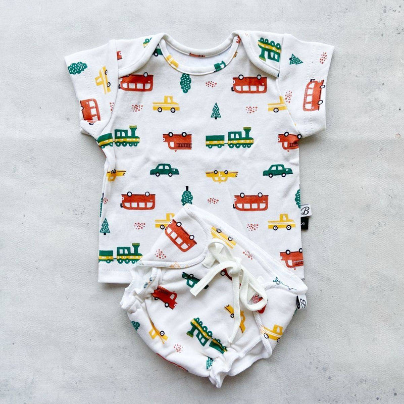 Buy Organic Cotton Happy Nappy & CuTee Combo - Vroom | Shop Verified Sustainable Kids Daywear Sets on Brown Living™