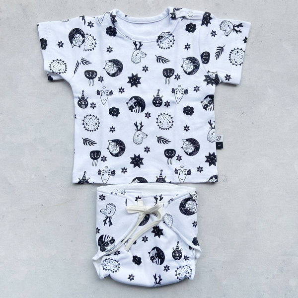 Buy Organic Cotton Happy Nappy & CuTee Combo - Woodlands | Shop Verified Sustainable Kids Daywear Sets on Brown Living™