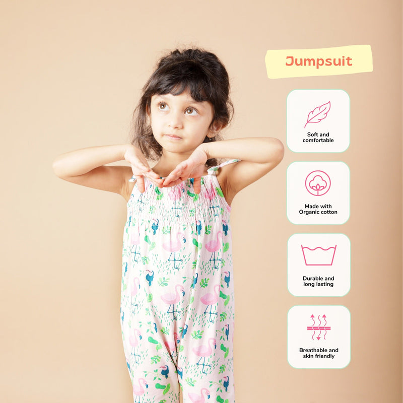Organic Cotton Jumpsuit- Flamingo Forrest | Verified Sustainable Kids Onesies on Brown Living™
