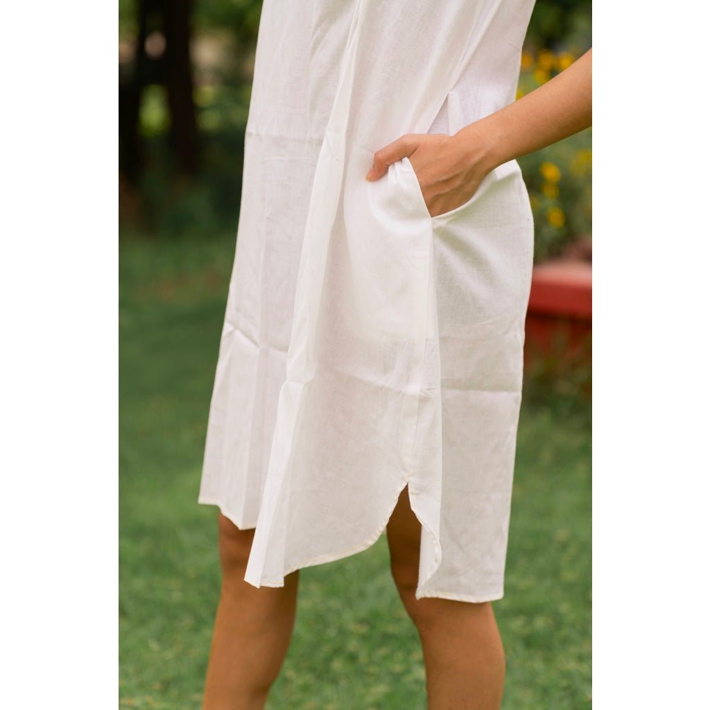 Organic Cotton Linen White Dress | Verified Sustainable by Brown Living™