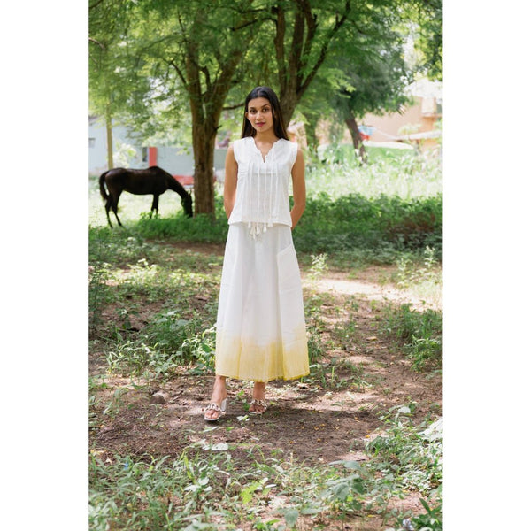 Buy Organic Cotton Linen White Skirt-Top | Shop Verified Sustainable Womens Co-Ord Sets on Brown Living™