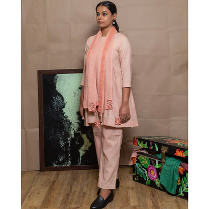 Organic Cotton Mulmul Peach Kurta - Pant set | Verified Sustainable by Brown Living™