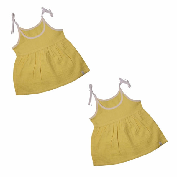 Buy Organic Cotton Muslin Frock | Natural Herbal Dyes - Pack of 2 | Shop Verified Sustainable Kids Frocks & Dresses on Brown Living™