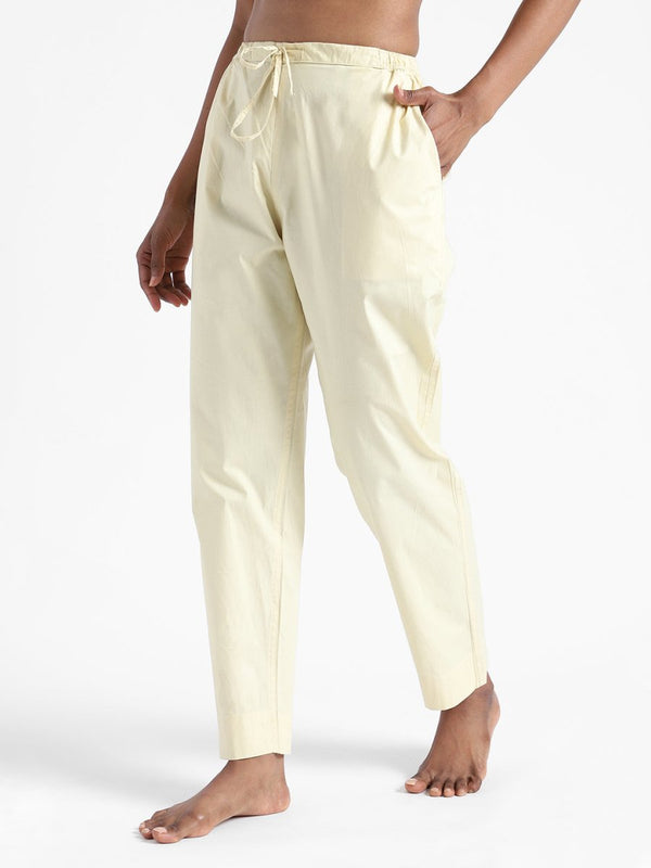 Buy Organic Cotton & Natural Dyed Womens Lemon Yellow Color Slim Fit Pants | Shop Verified Sustainable Womens Pants on Brown Living™