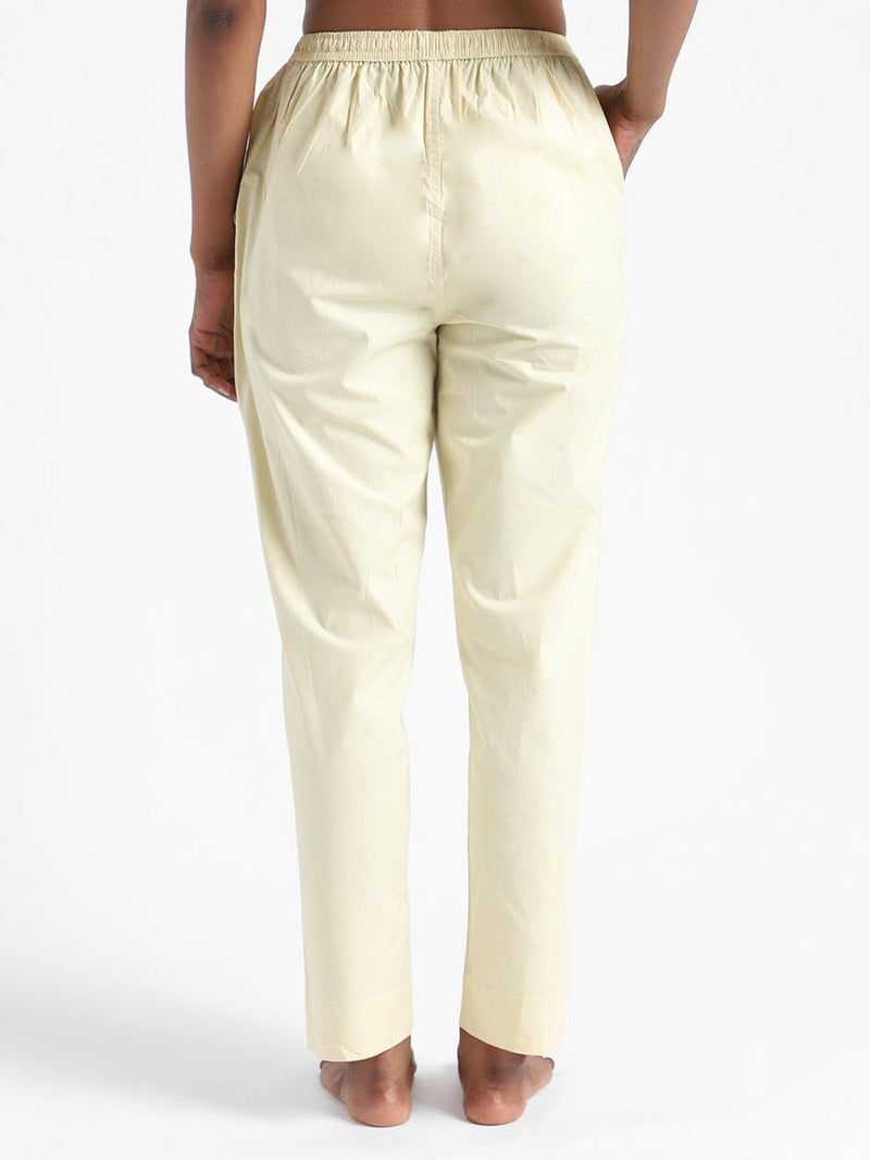 Buy Organic Cotton & Natural Dyed Womens Lemon Yellow Color Slim Fit Pants | Shop Verified Sustainable Womens Pants on Brown Living™