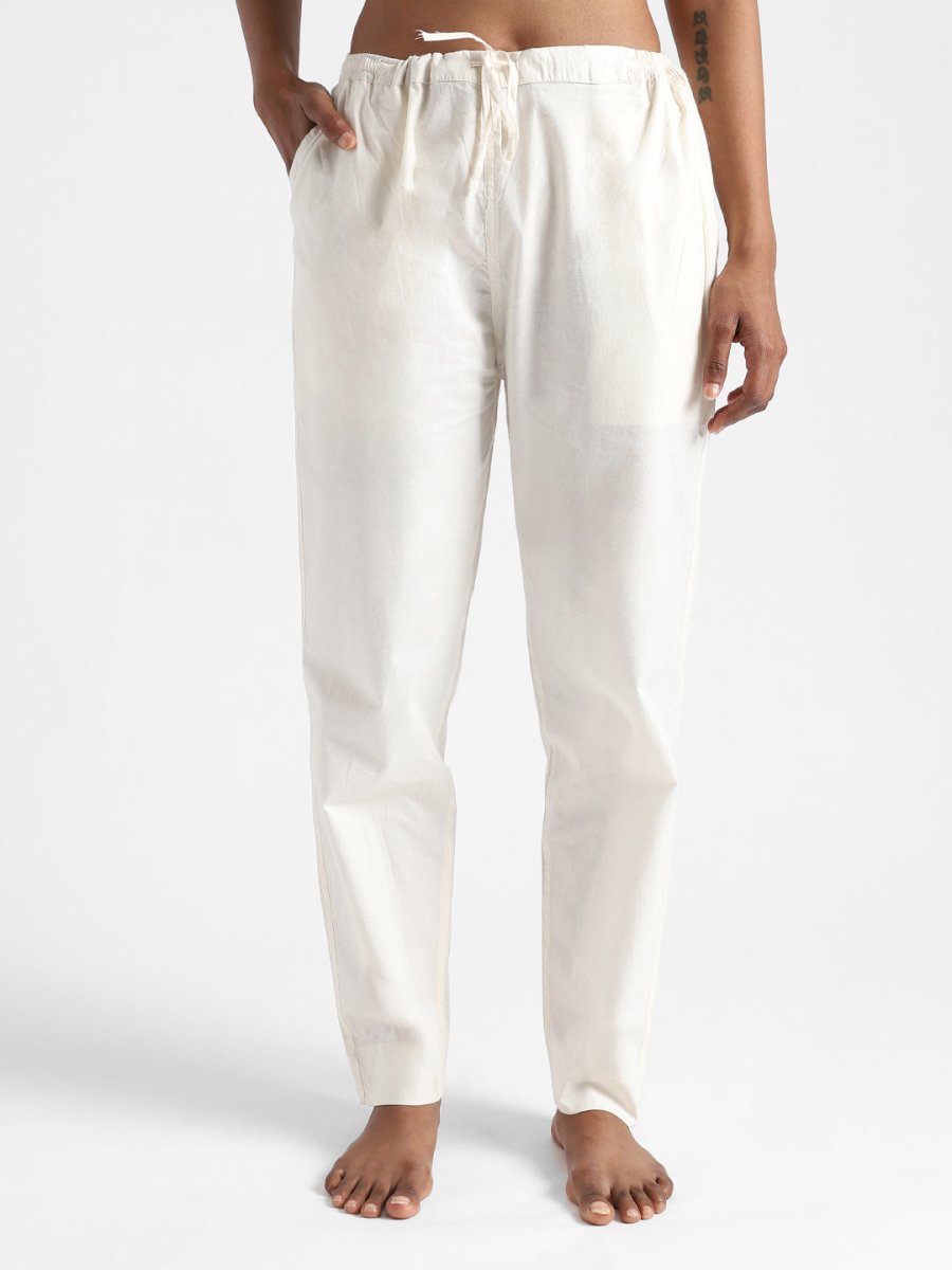Raw White Slim Fit Pants - Organic Cotton & Natural Dyed | Verified Sustainable by Brown Living™