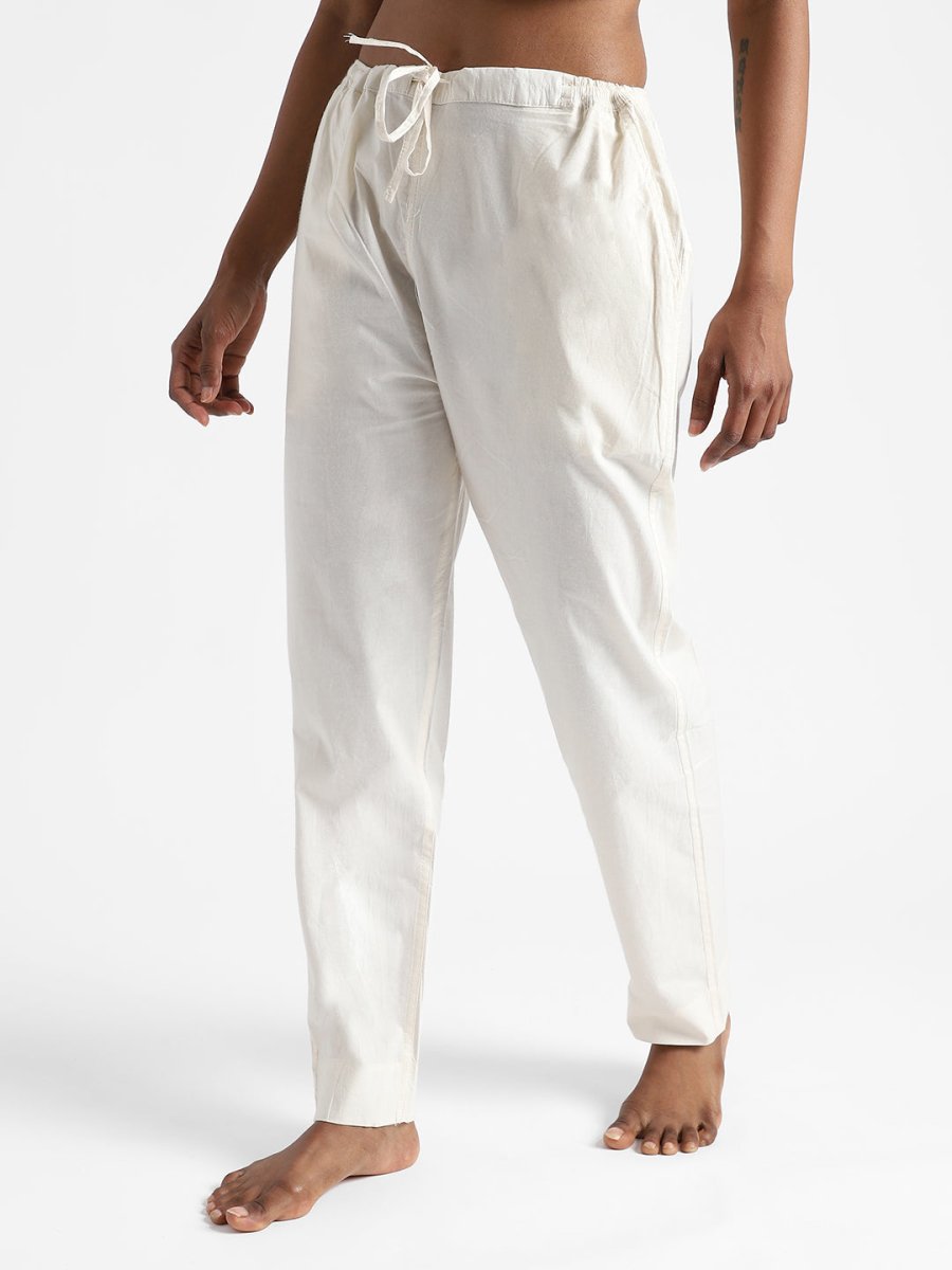 Raw White Slim Fit Pants - Organic Cotton & Natural Dyed | Verified Sustainable by Brown Living™