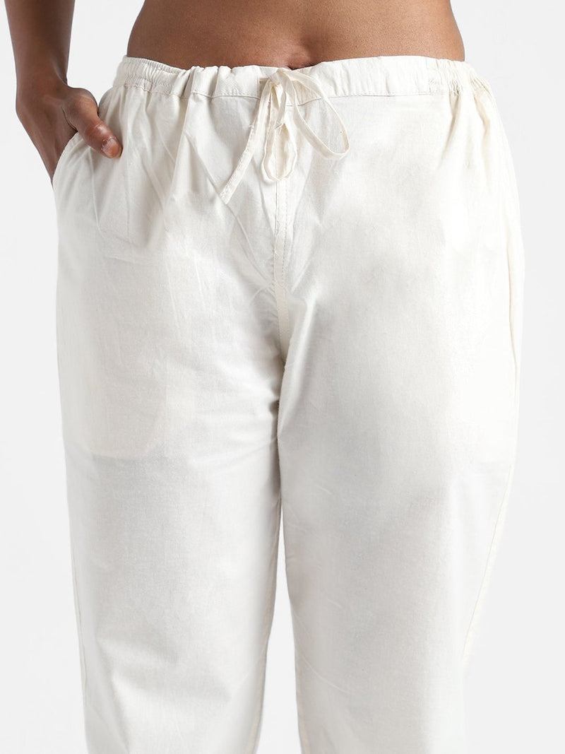 Buy Organic Cotton & Natural Dyed Womens Raw White Color Slim Fit Pants | Shop Verified Sustainable Womens Pants on Brown Living™