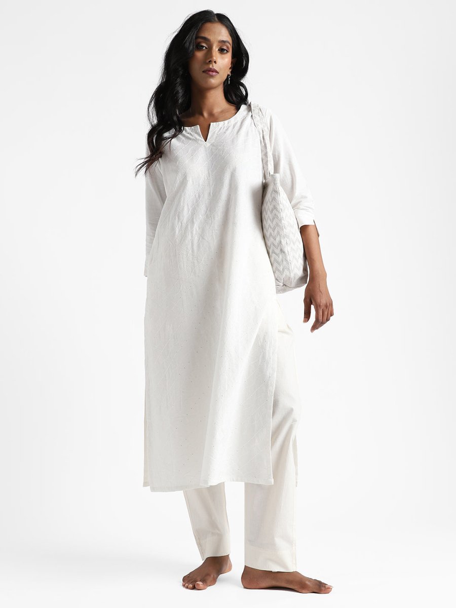 Raw White Slim Fit Pants - Organic Cotton & Natural Dyed | Verified Sustainable by Brown Living™