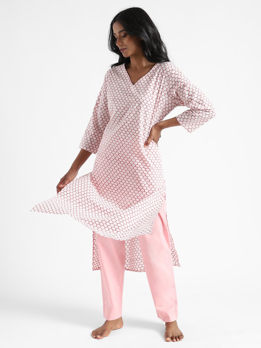 Rose Pink Slim Fit Pants - Organic Cotton & Natural Dyed | Verified Sustainable by Brown Living™