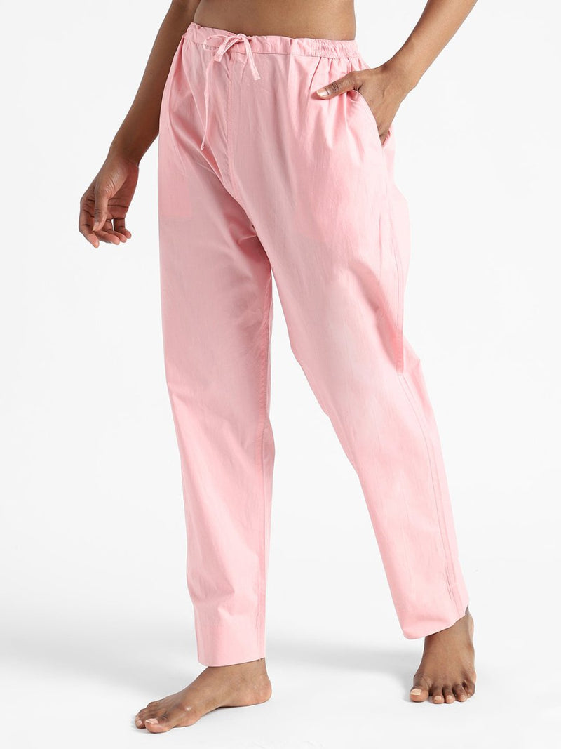 Buy Organic Cotton & Natural Dyed Womens Rose Pink Color Slim Fit Pants | Shop Verified Sustainable Womens Pants on Brown Living™
